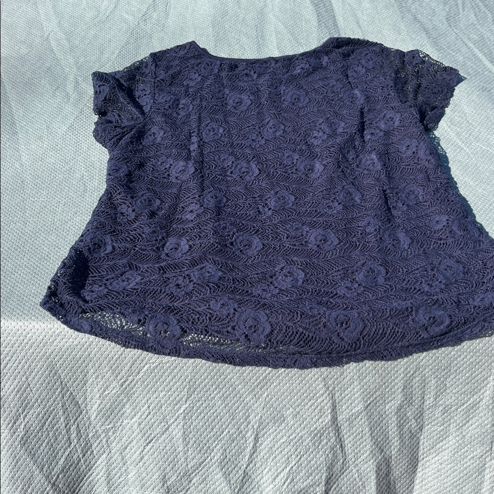 Leo & Nicole Lace Blouse Navy - Picture 5 of 6